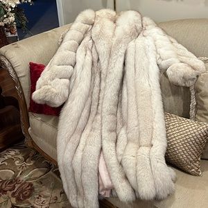 Full length silver fox coat